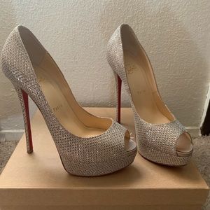 Christian Louboutin FETISH PEEP TOE PLATFORM PUMPS